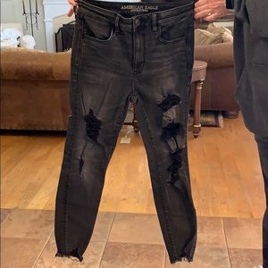 Black Distressed AE Jeans